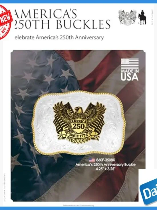 Western Flag Belt Buckle Made in USA, Metal, One Size - Picture 2 of 7